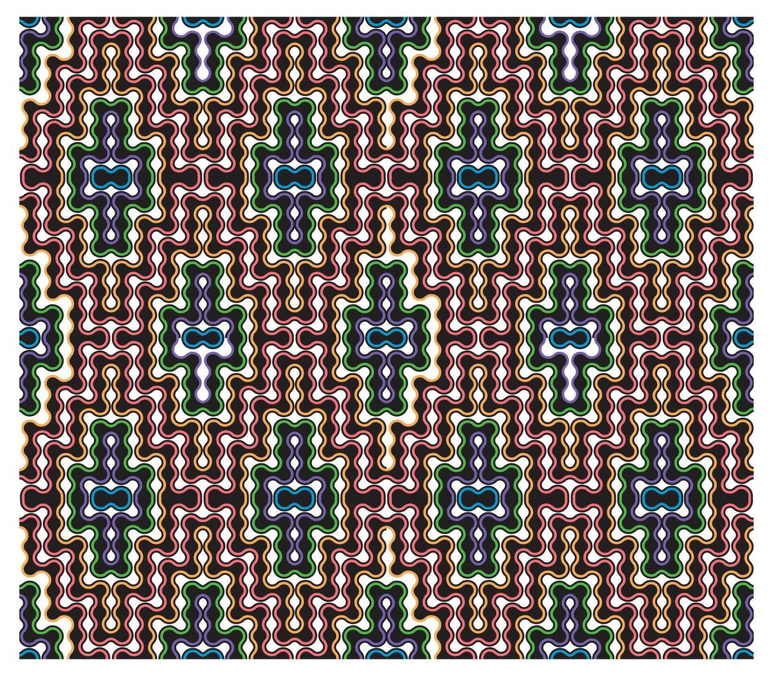 Abstract seamless pattern with colorful pastel color looping lines on black and white background. vector
