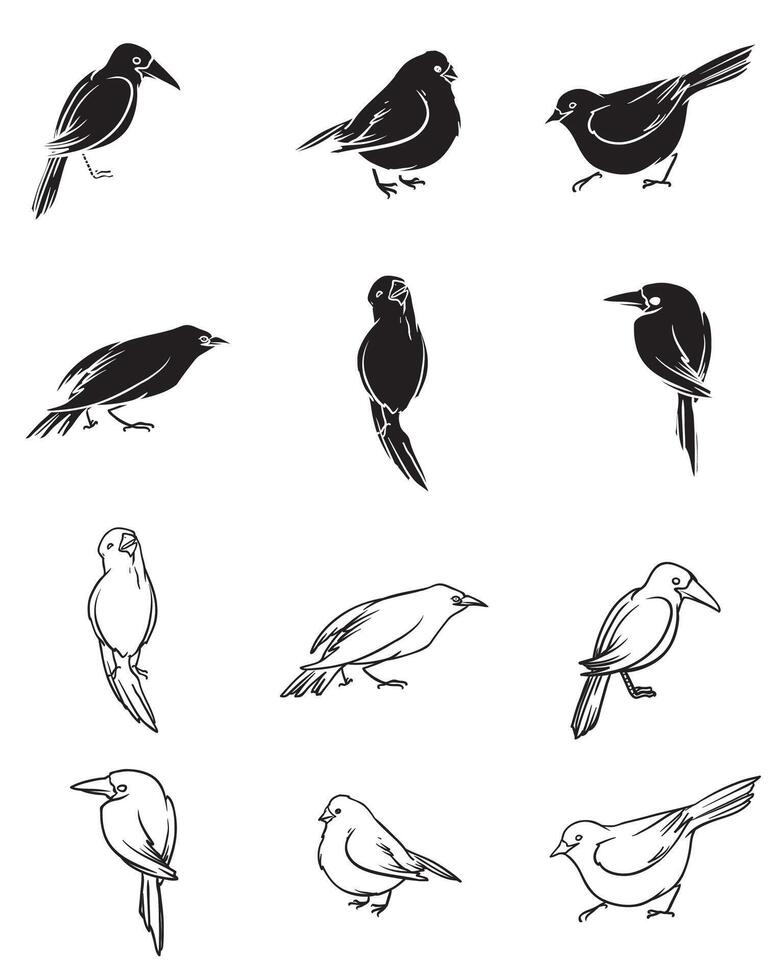 Flying Birds Collection Flat Style Icons for your graphics element. vector