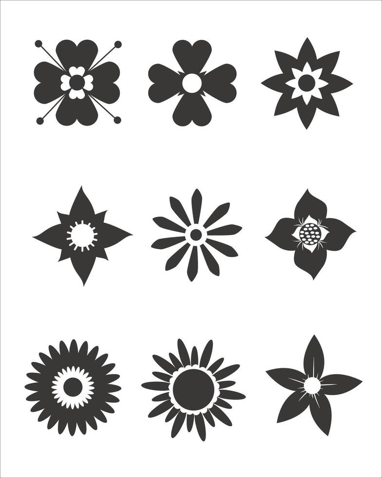 Elegant Outline Flowers for Branding. Best social media flower pack. vector