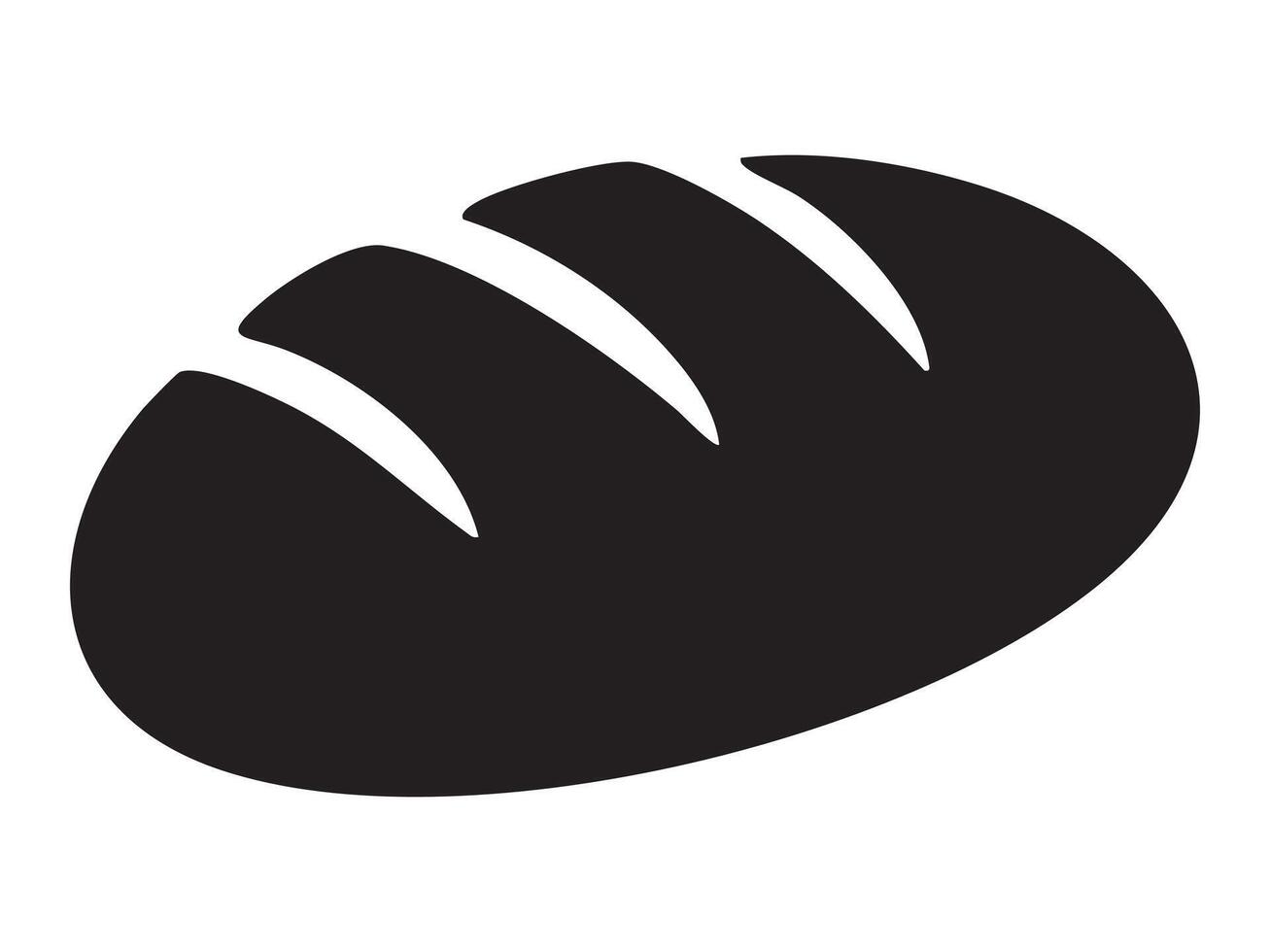 Black silhouette of bread loaf isolated on white background, graphic illustration. concept of bakery, fresh bread, pastry, baked goods, artisanal food, cooking, design element vector