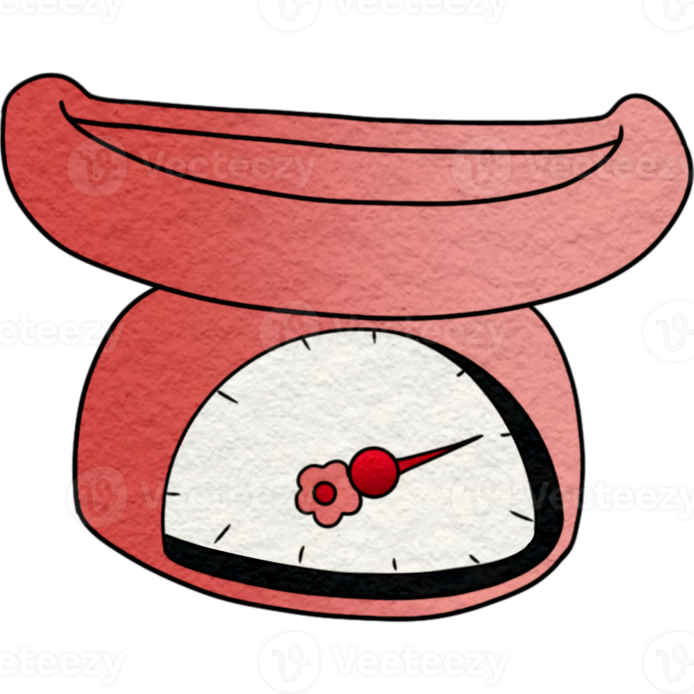 a cartoon weight scale with a red handle png