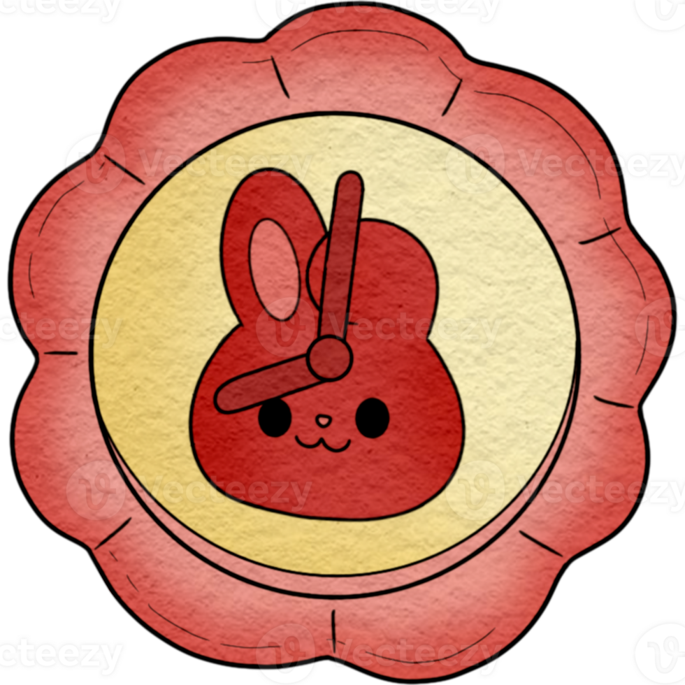 A clock featuring a red bunny png