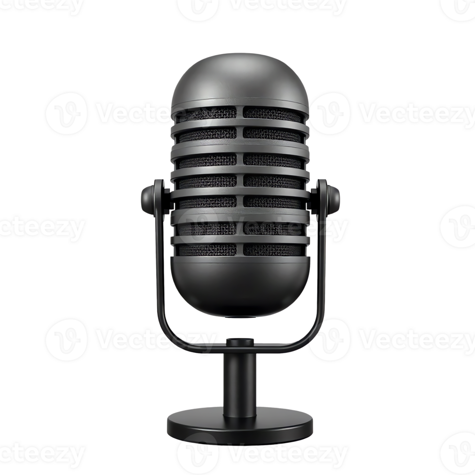Retro Microphone with Classic Grill Design Isolated on Transparent Background png