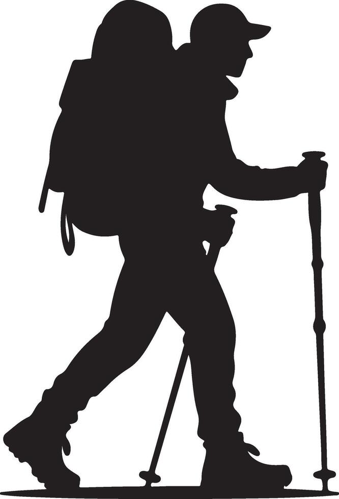 Trekking Hiker Silhouette vector