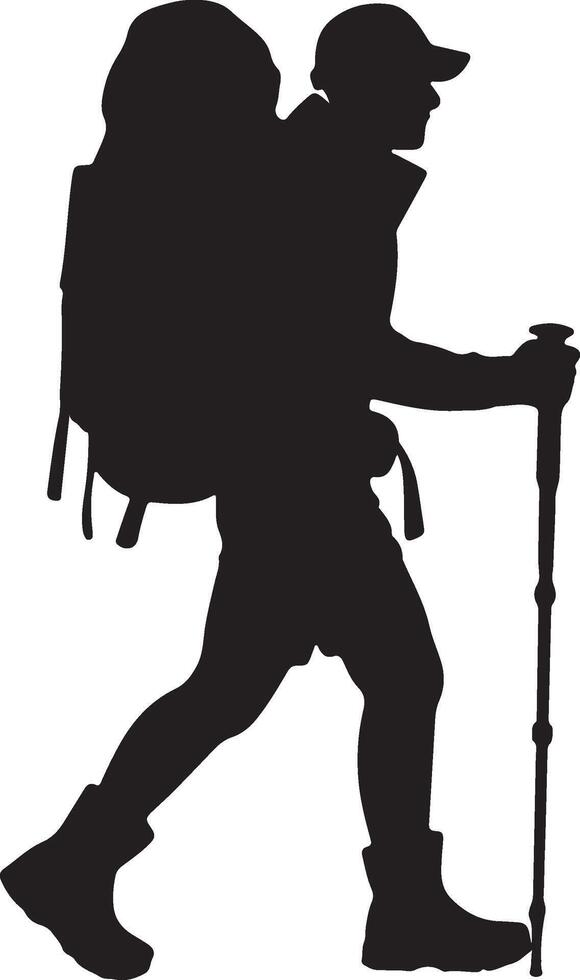 Hiker Silhouette with Backpack vector