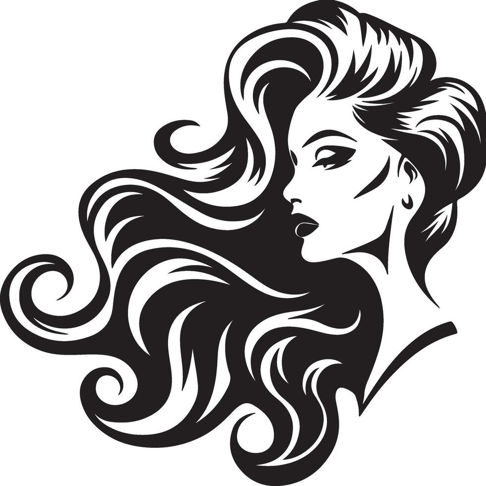 Woman Silhouette with Flowing Hair vector