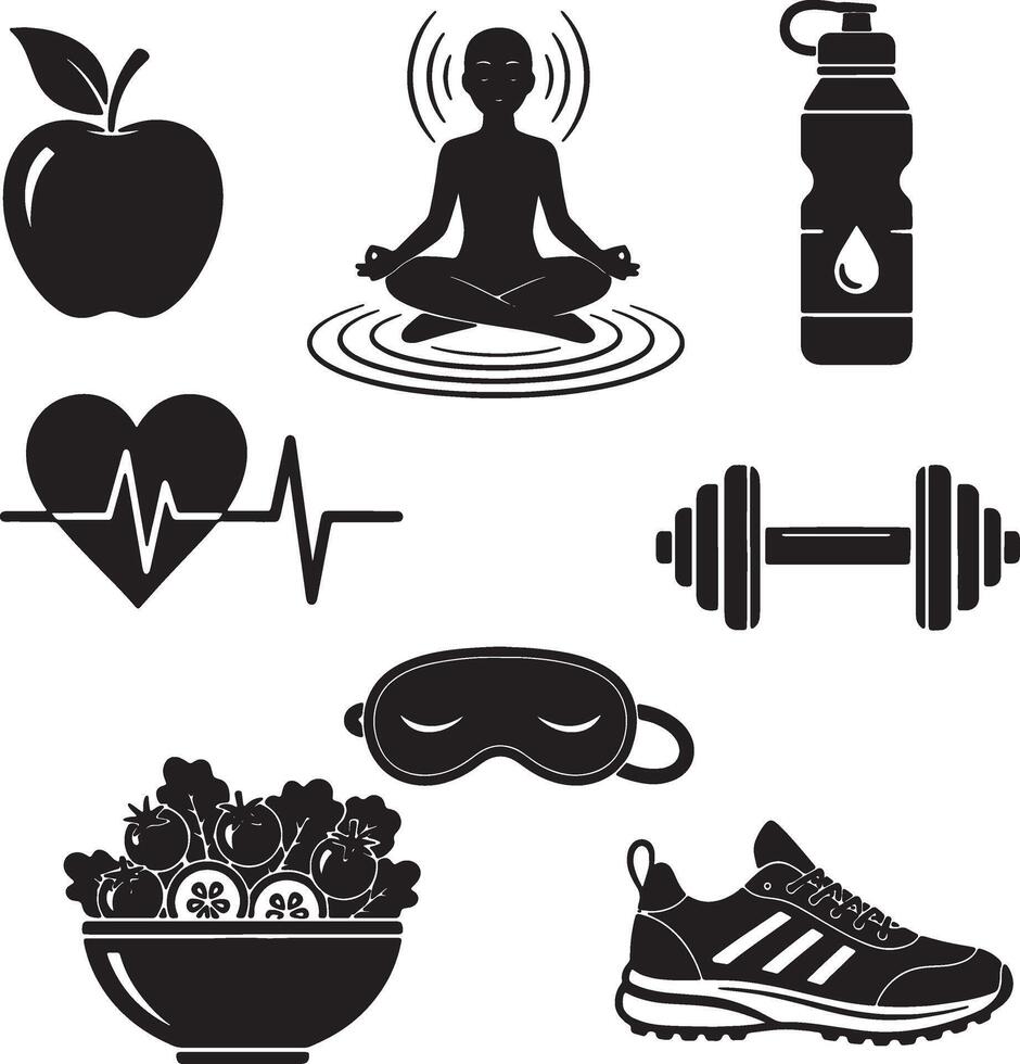 Lifestyle and Health Concept Silhouettes vector