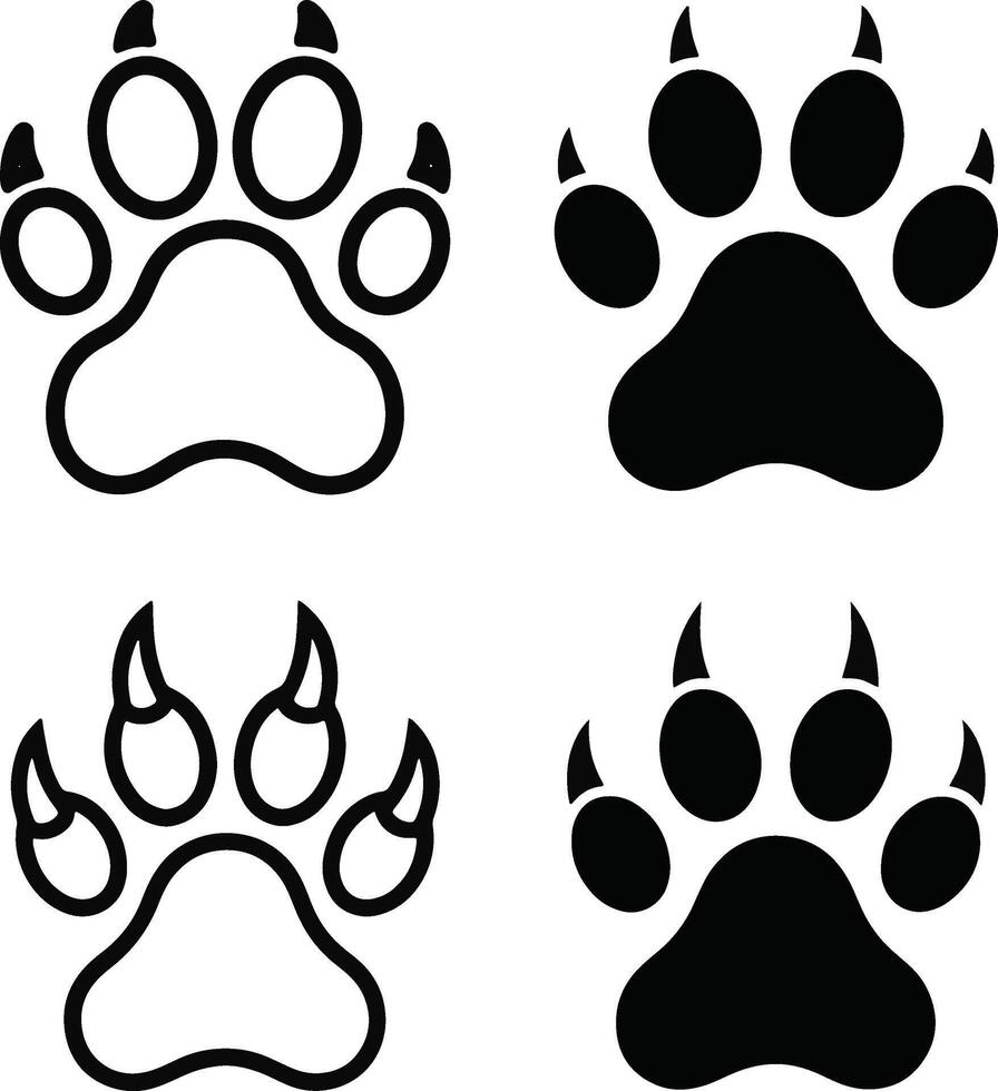 Paw Print Icon Set vector