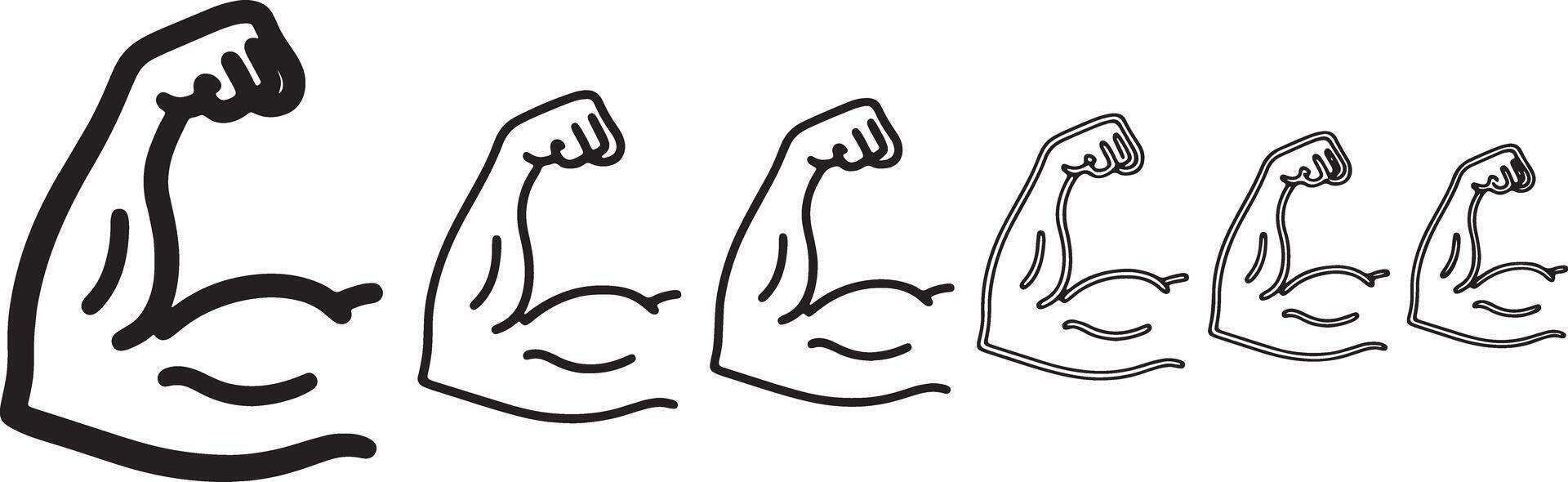 Strength and Muscle Power Line Art Icons vector