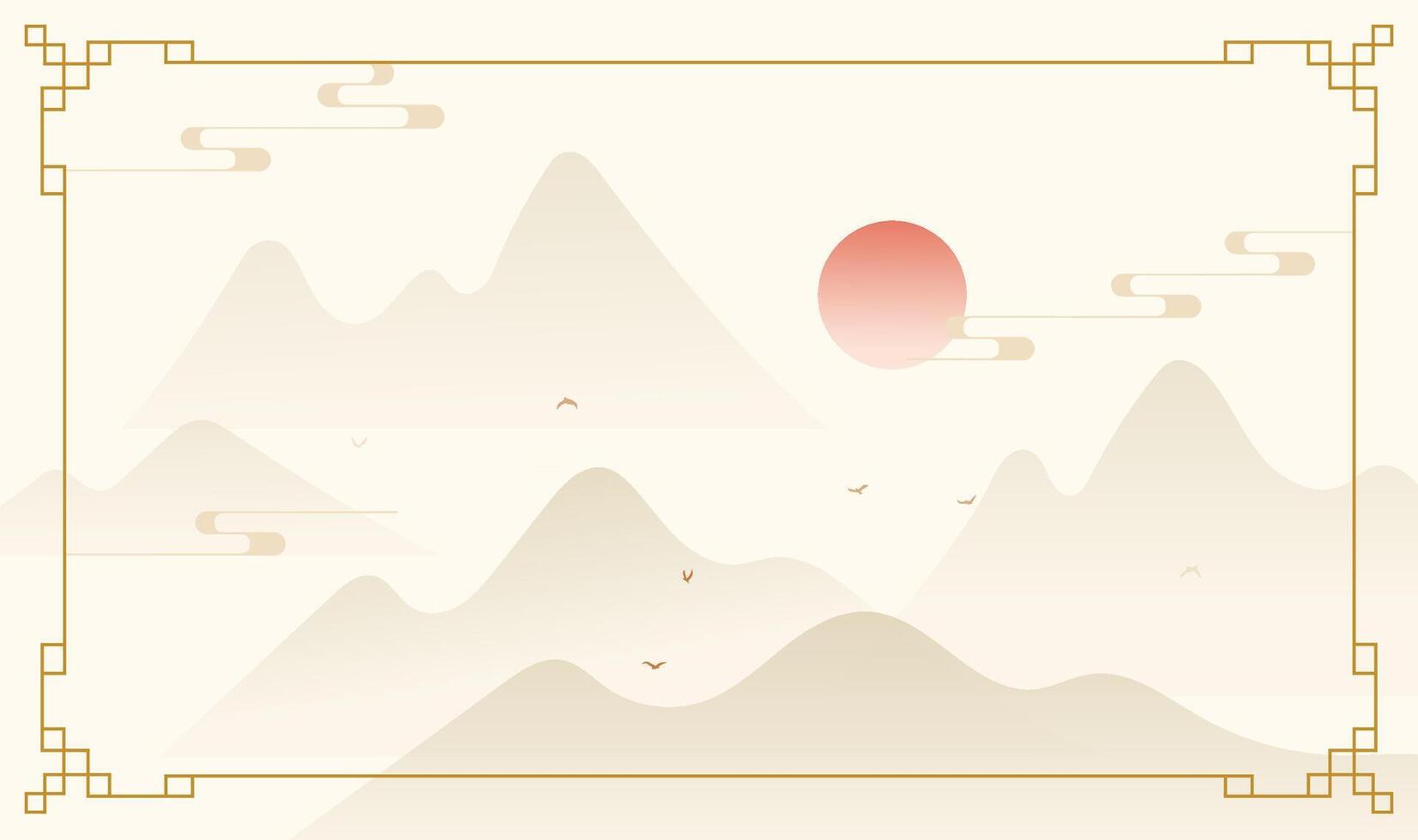 Mountain landscape with sunset vector