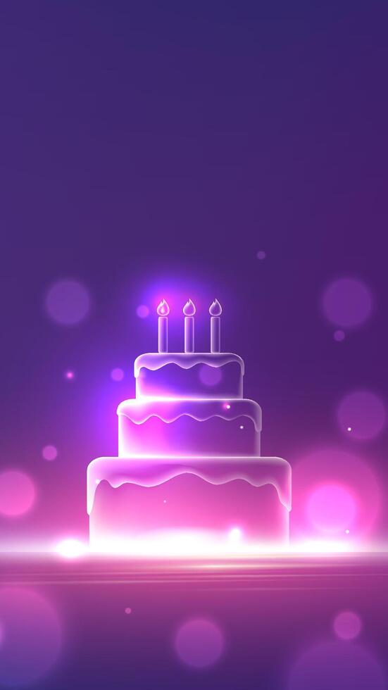 Birthday cake with candles and sparkles vector