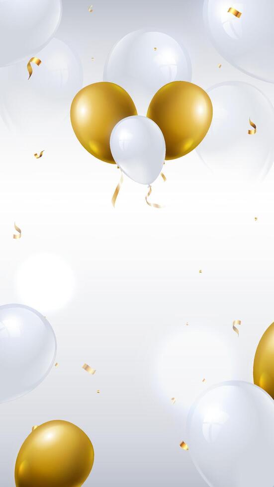 Gold and white balloons in celebration vector