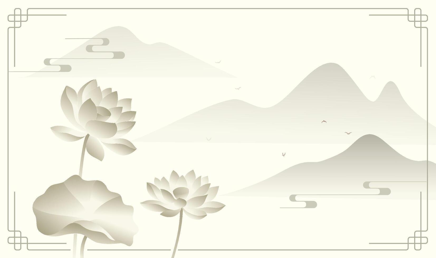 Lotus flowers in peaceful landscape vector