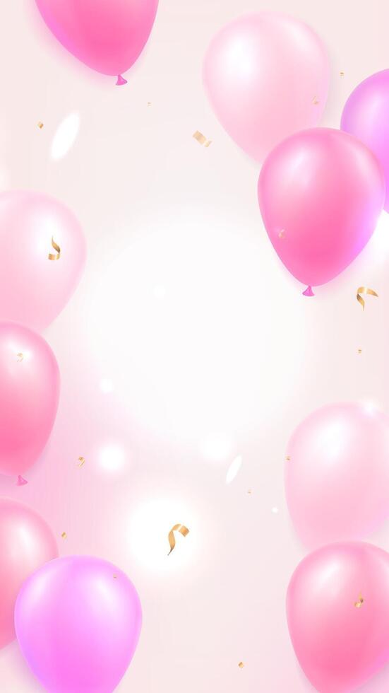 Colorful balloons with festive confetti vector