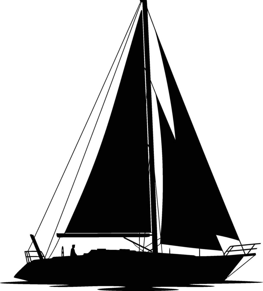 Sailboat Silhouette Icon - Yacht Sailing Illustration vector