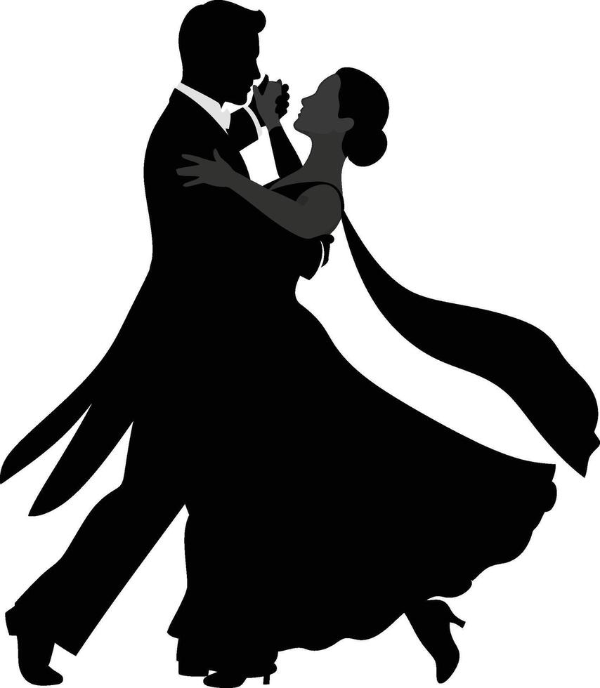 Ballroom Dancing Couple Silhouette Art - Elegant Dance Partners vector