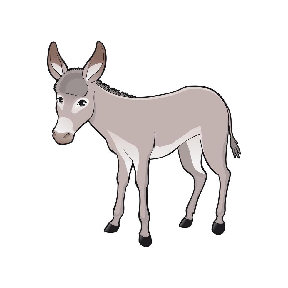 Cute cartoon donkey character illustration vector