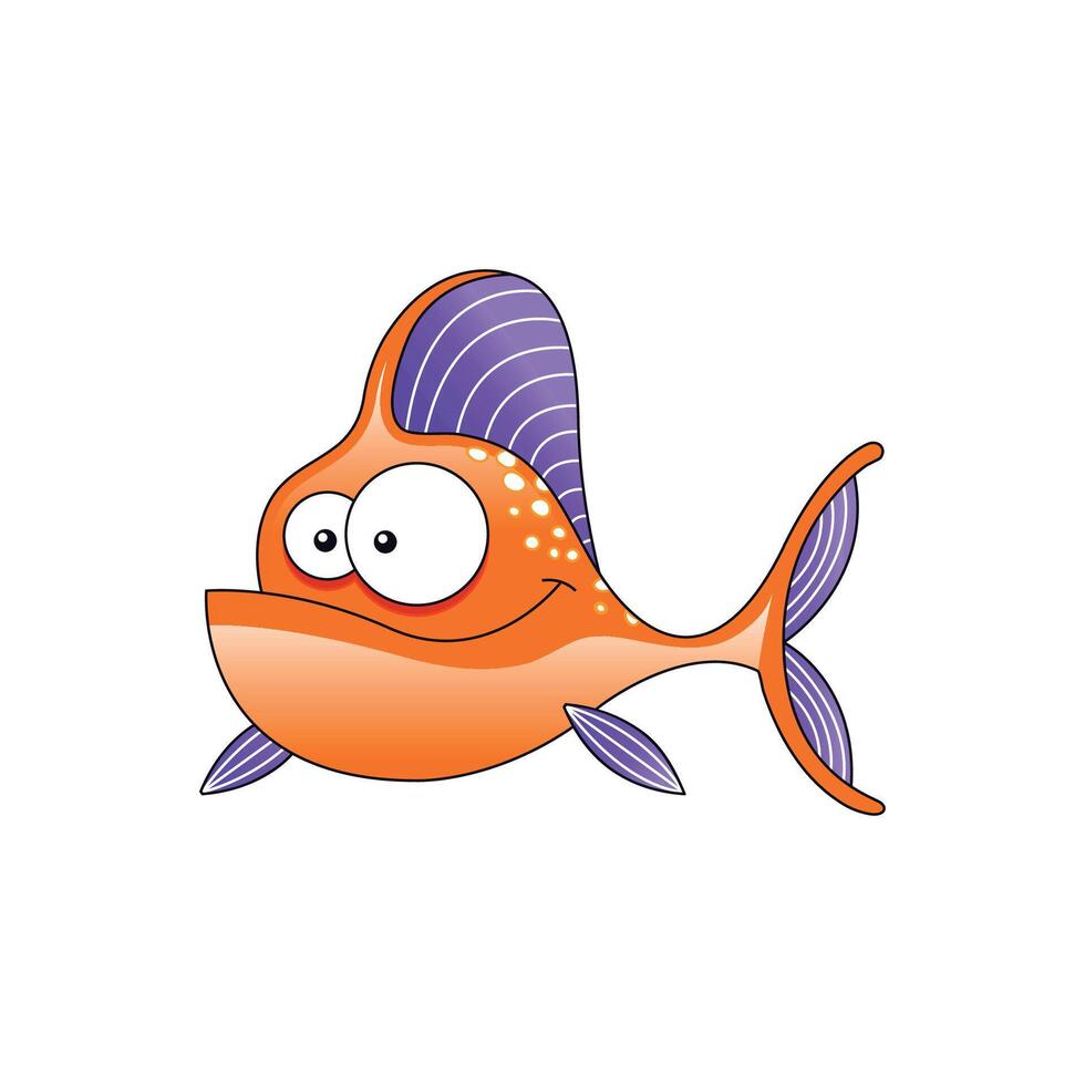 Colorful cartoon fish illustration vector