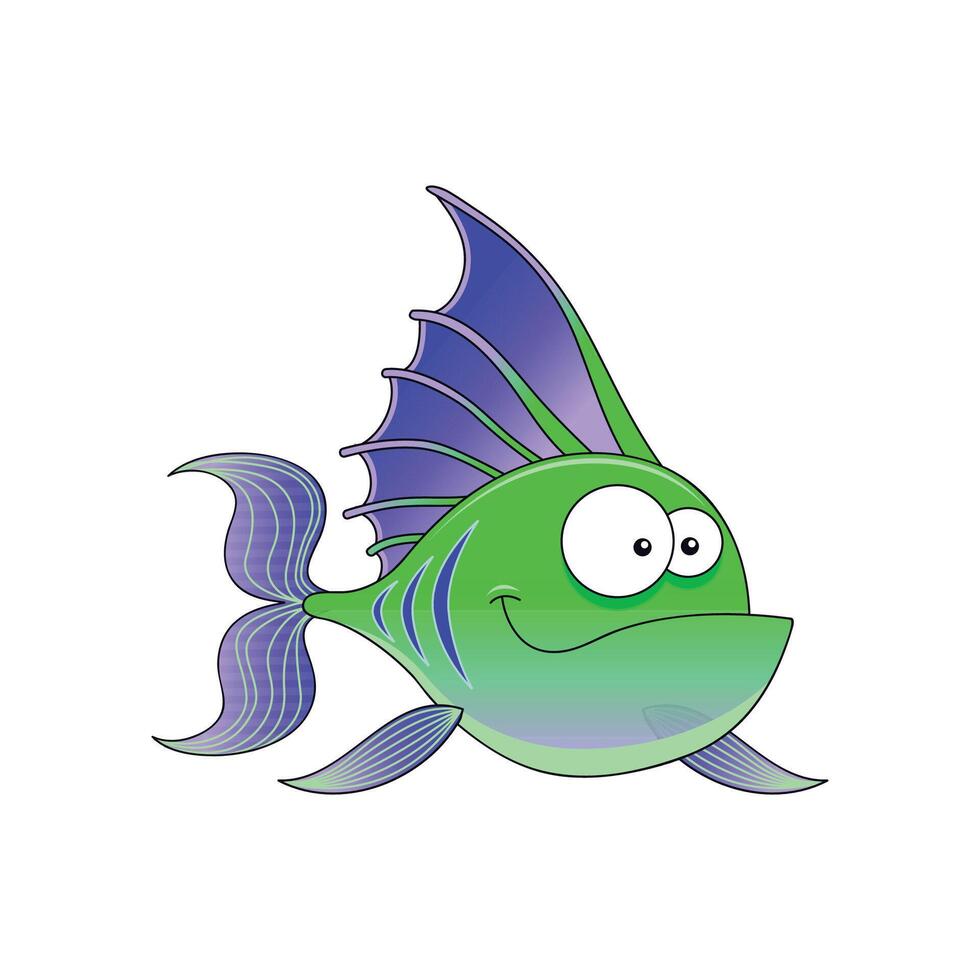 Cartoon fish character illustration vector
