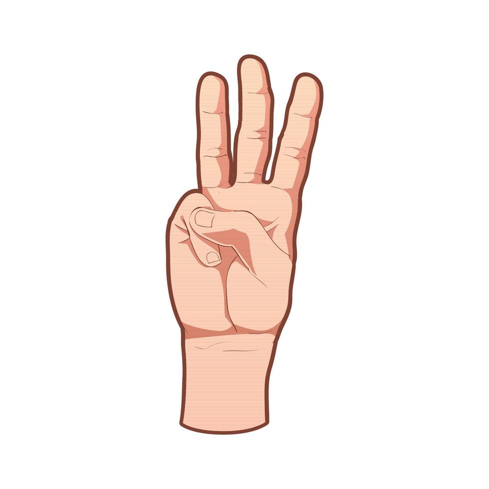 Hand showing three fingers gesture vector