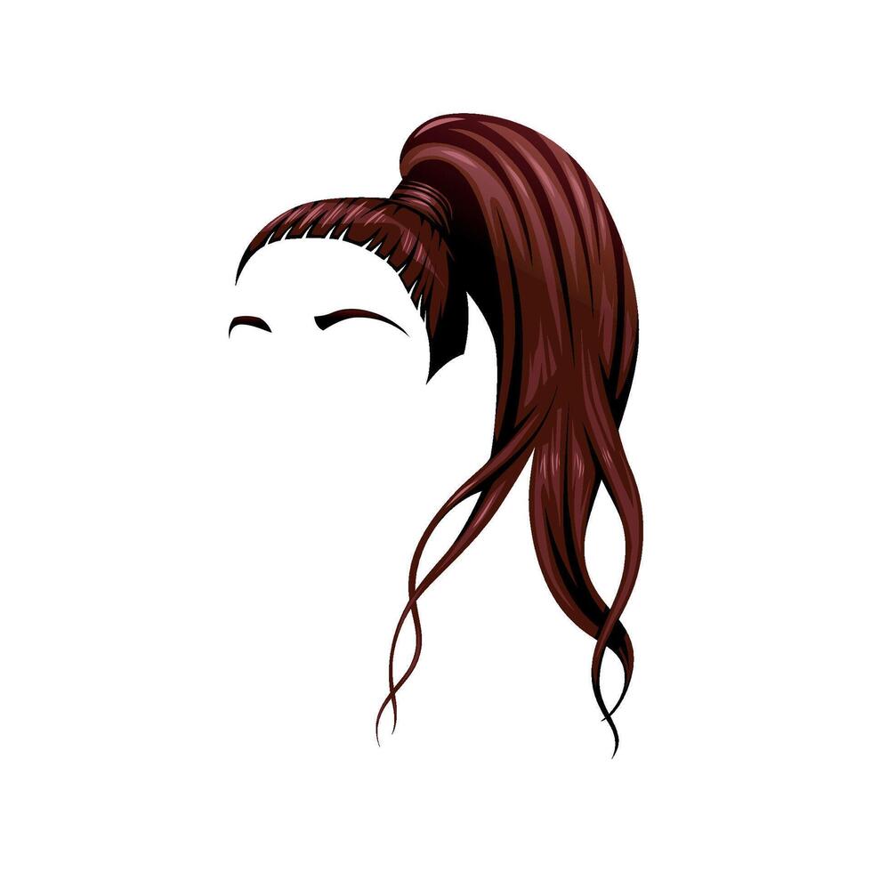 High ponytail hairstyle illustration vector