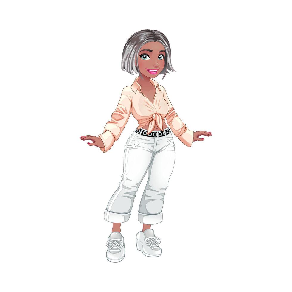 Cartoon character in stylish casual outfit vector