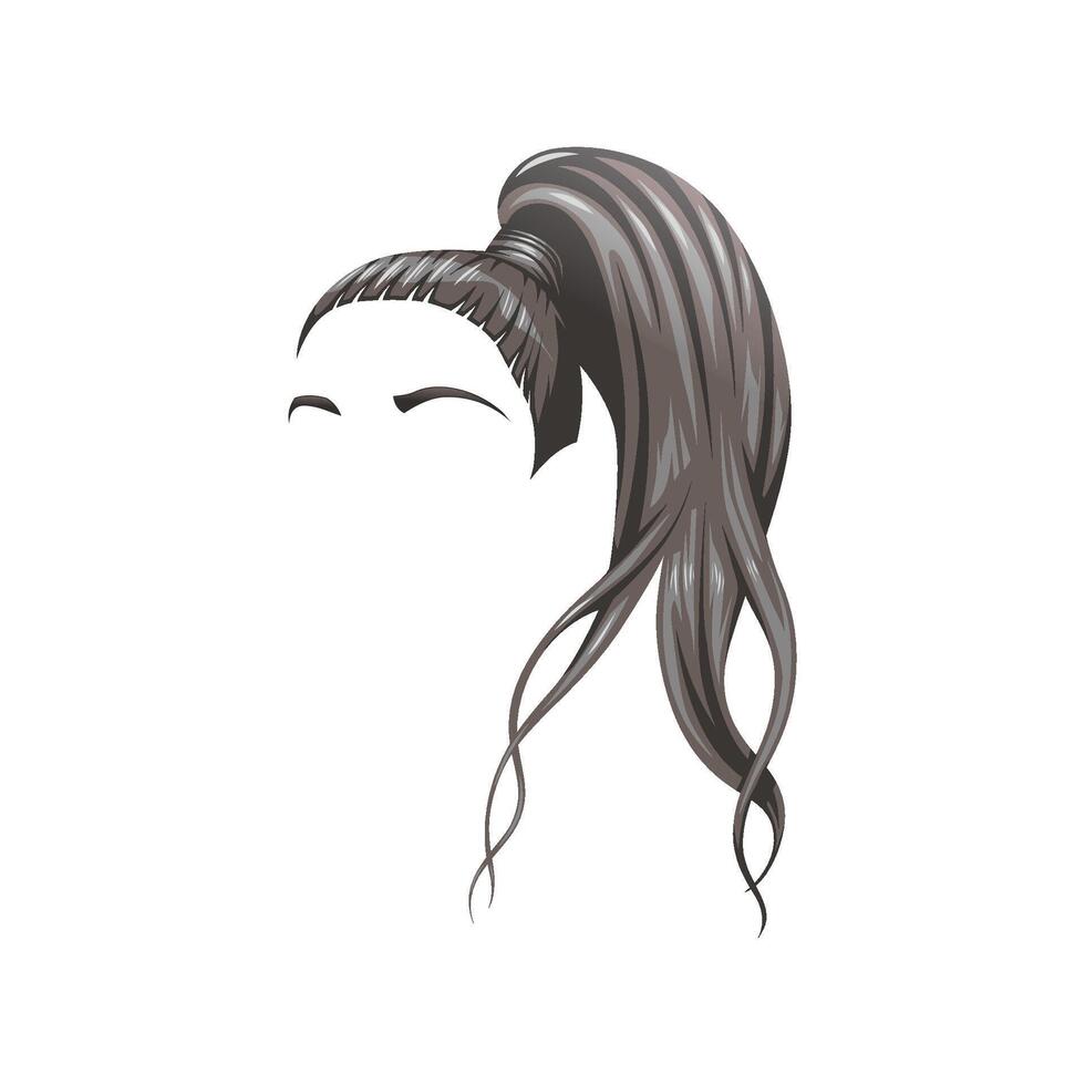 Stylish high ponytail illustration vector