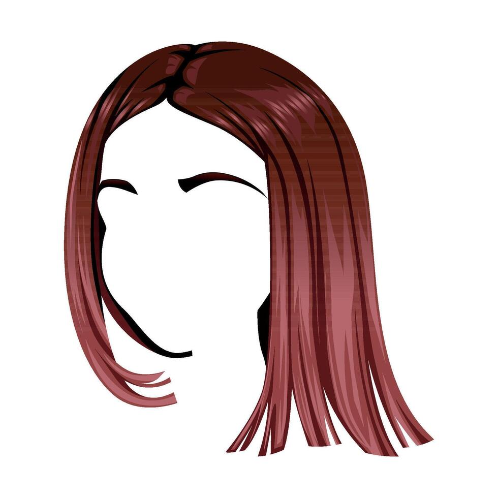 Illustration of a brown lob haircut vector