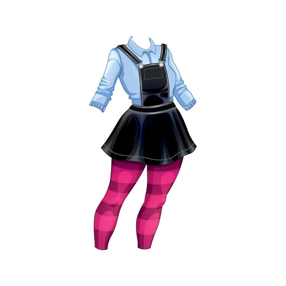 Stylish outfit with skirt and tights vector