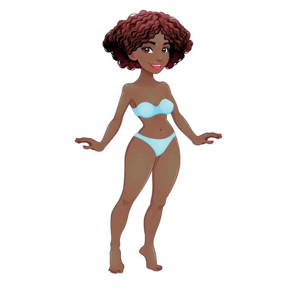 Cartoon character in blue swimwear vector