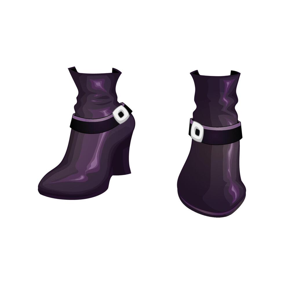 Purple high-heeled ankle boots vector