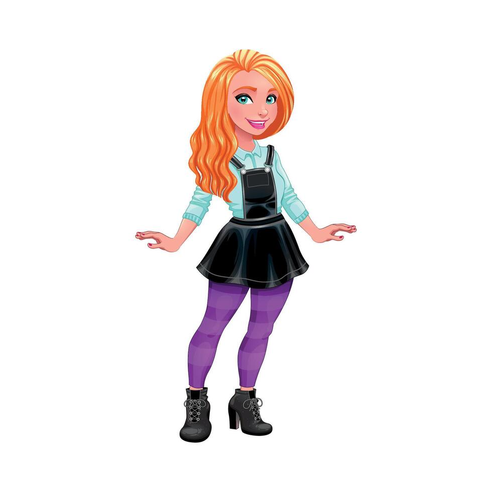 cartoon girl in trendy outfit vector