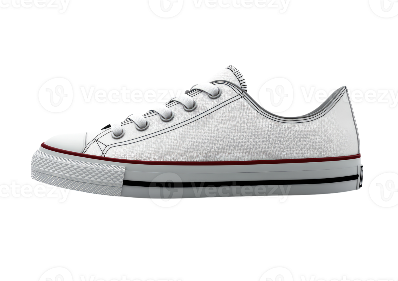 White sneaker in classic side view with plain clean finish Isolated on a transparent background png