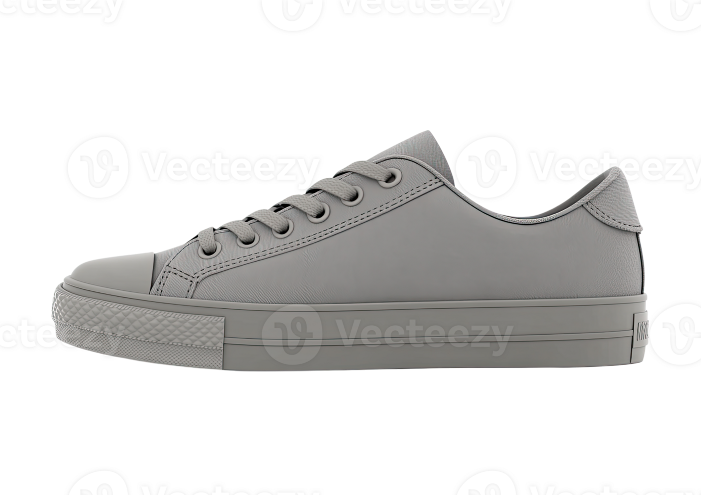 Gray sneaker side view with minimal sole and no logo Isolated on a transparent background png