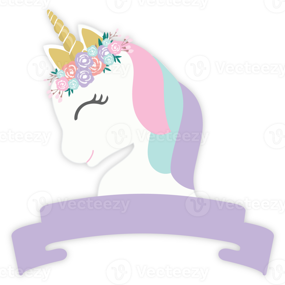 Pastel Unicorn with Ribbon Banner png
