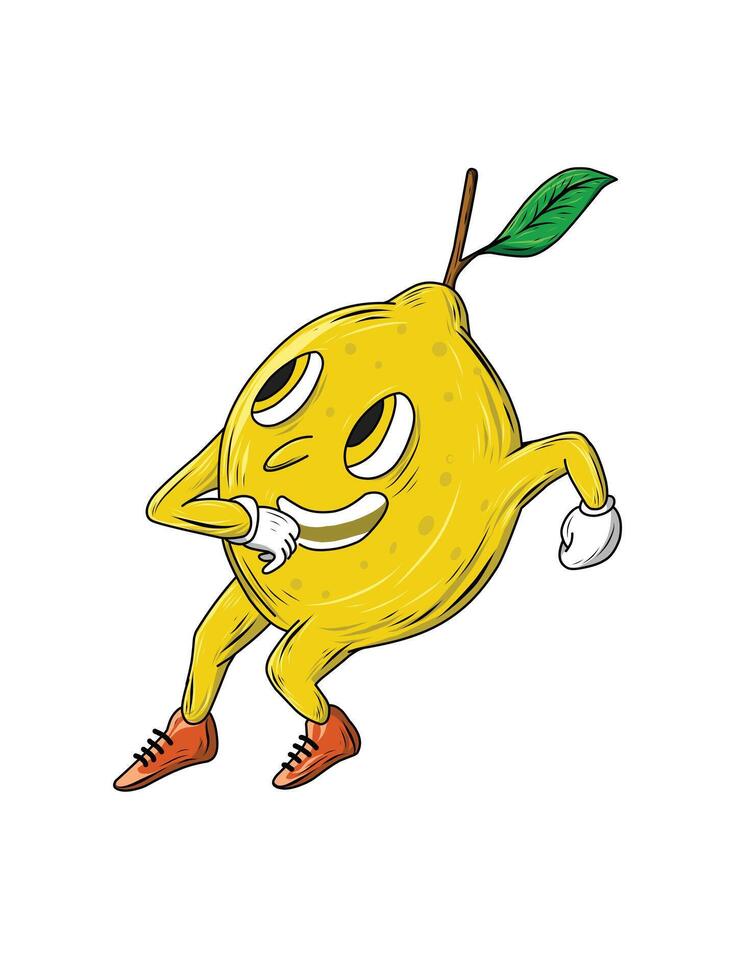 a cartoon lemon character with legs and arms vector