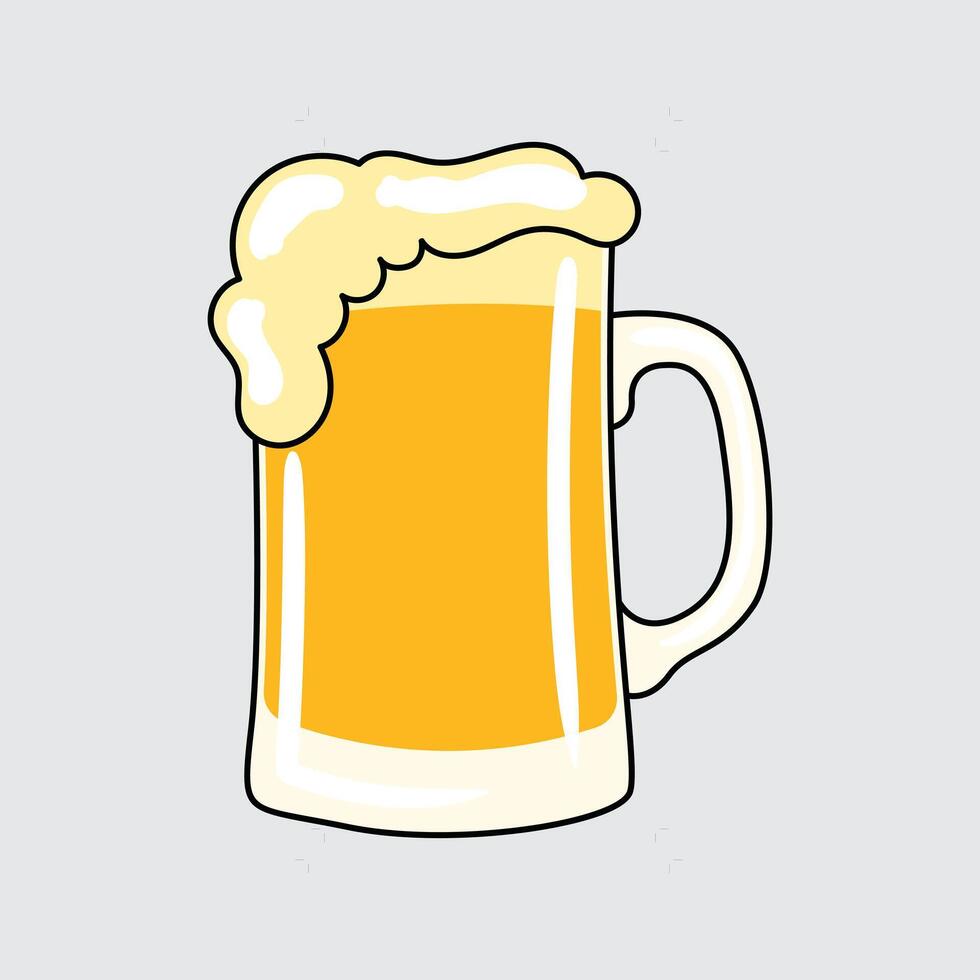 Frothy beer mug illustration vector
