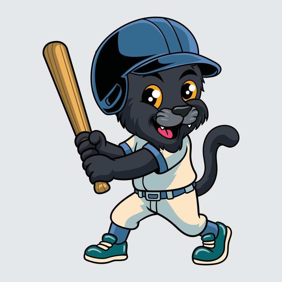 Cartoon cat with baseball bat vector