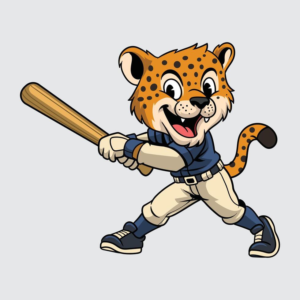 Cartoon cheetah with baseball bat vector