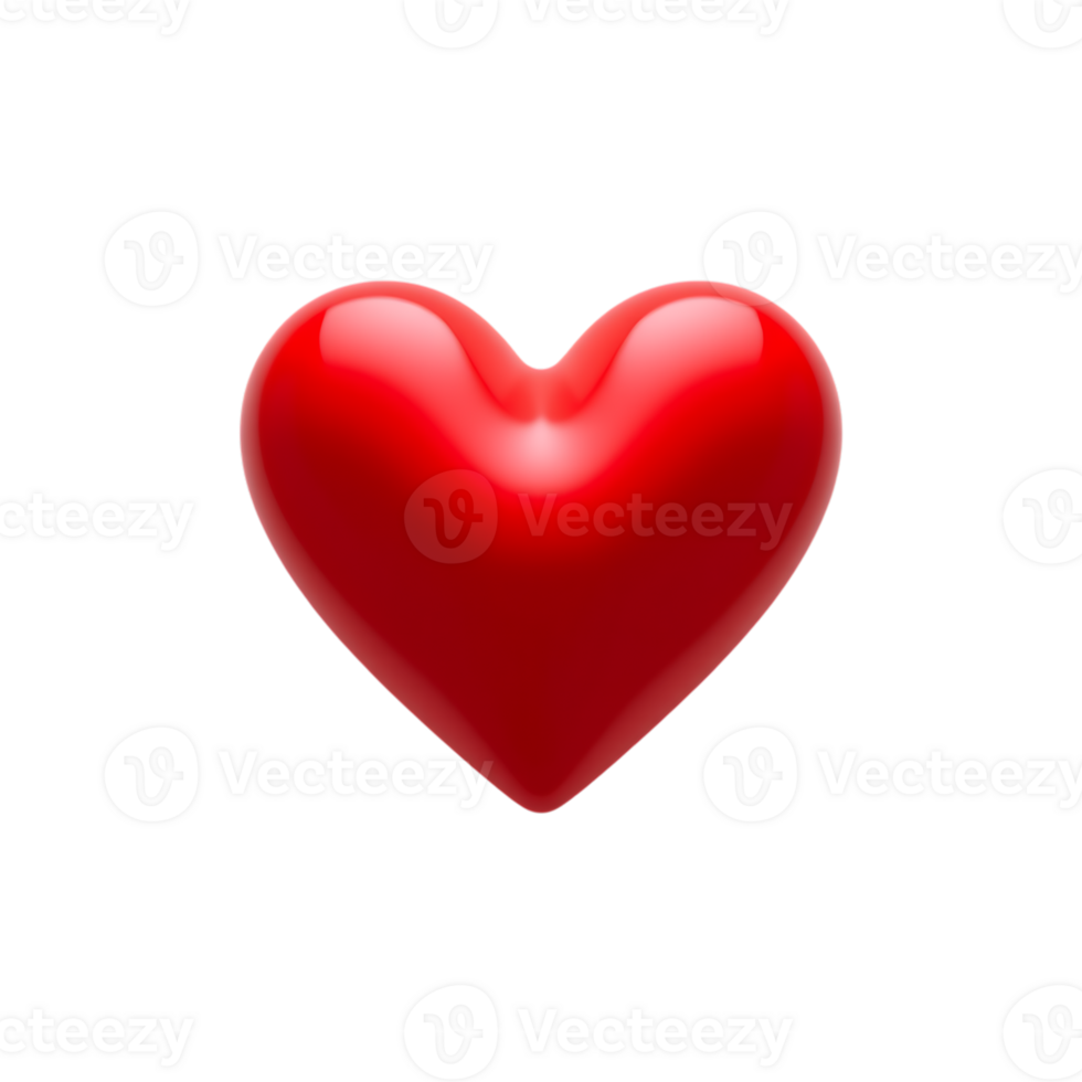 3d icon of a shiny red heart isolated on a plain transparent background png