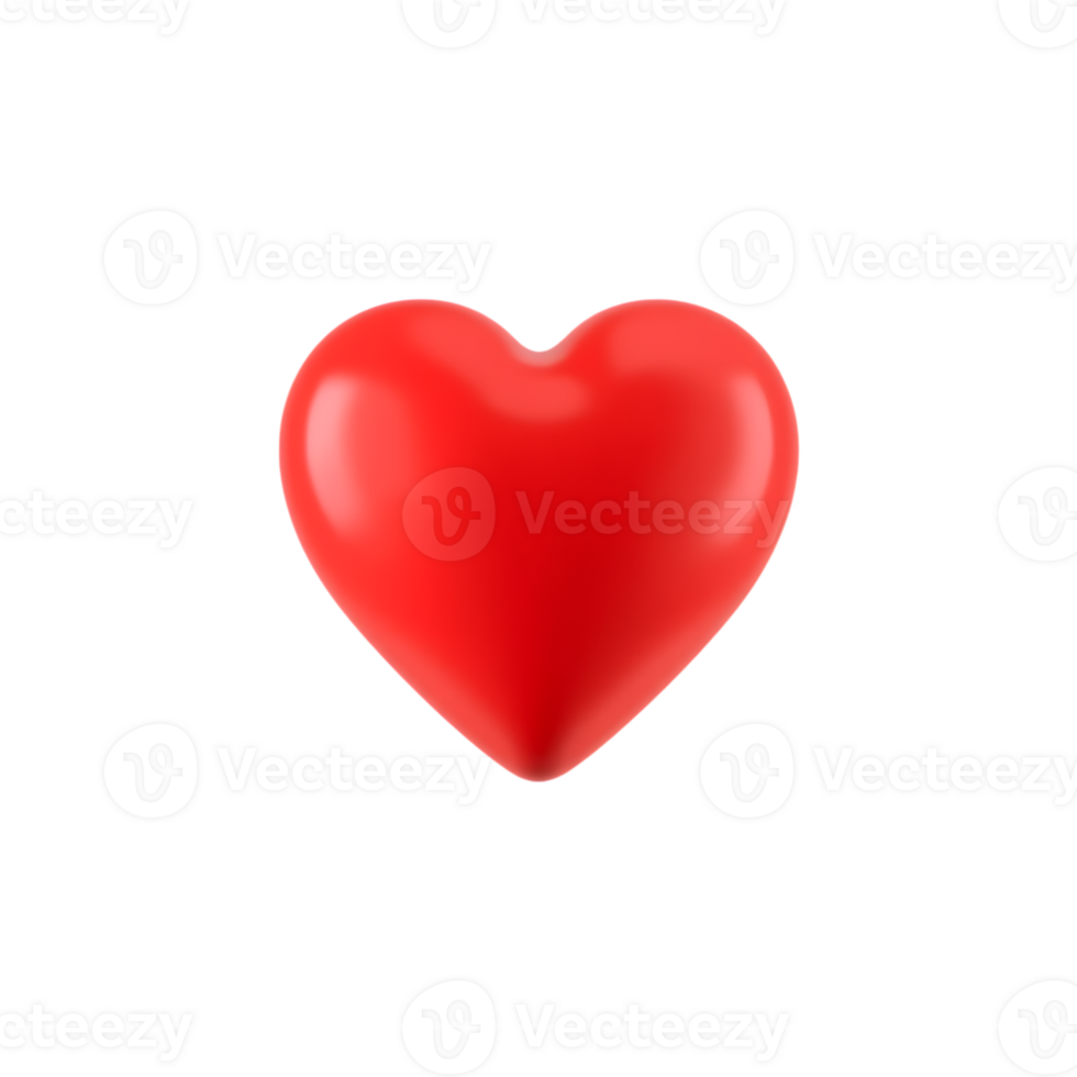 3d icon of a glossy red heart symbol isolated on a transparent background png