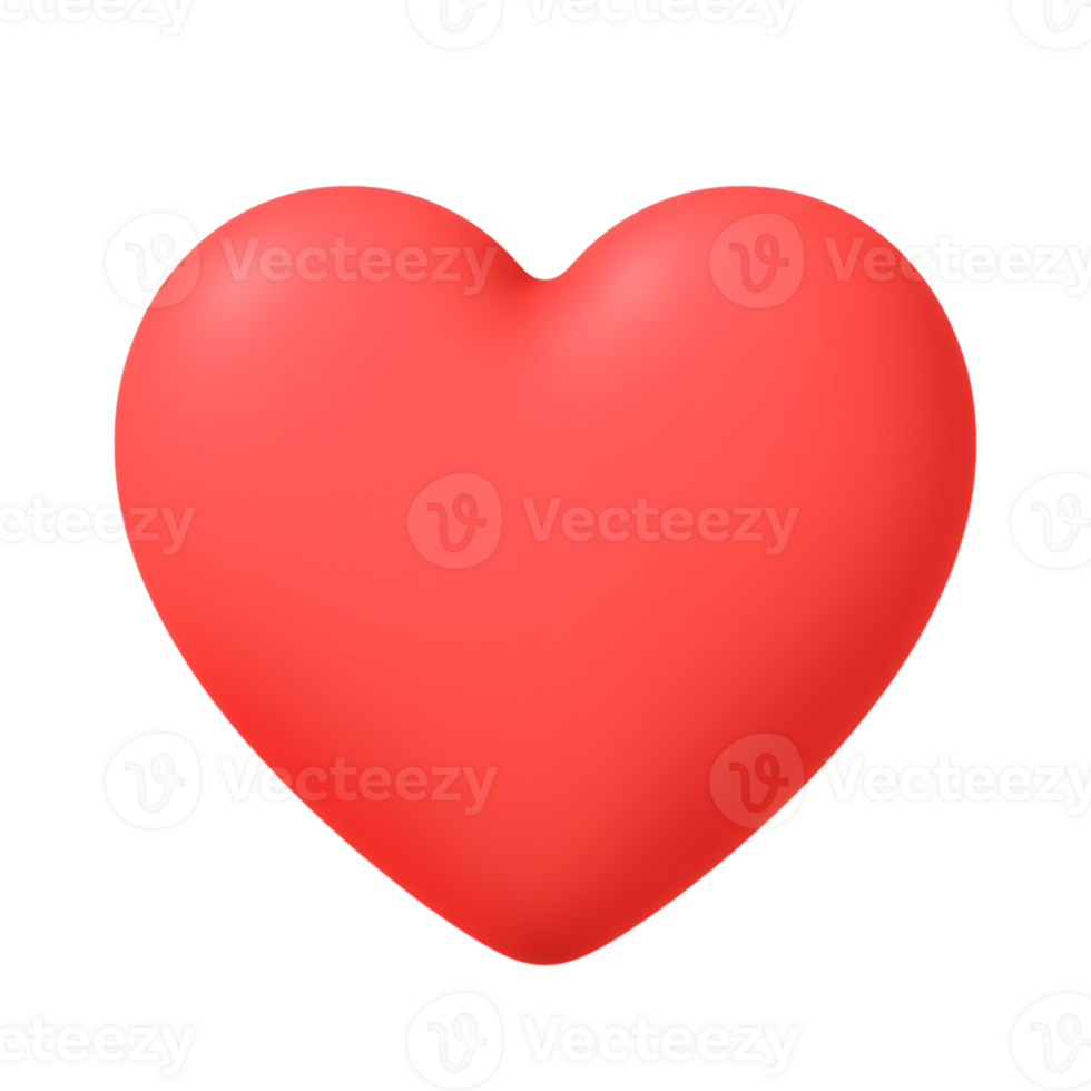 3d icon of a smooth red heart isolated on a plain transparent background png