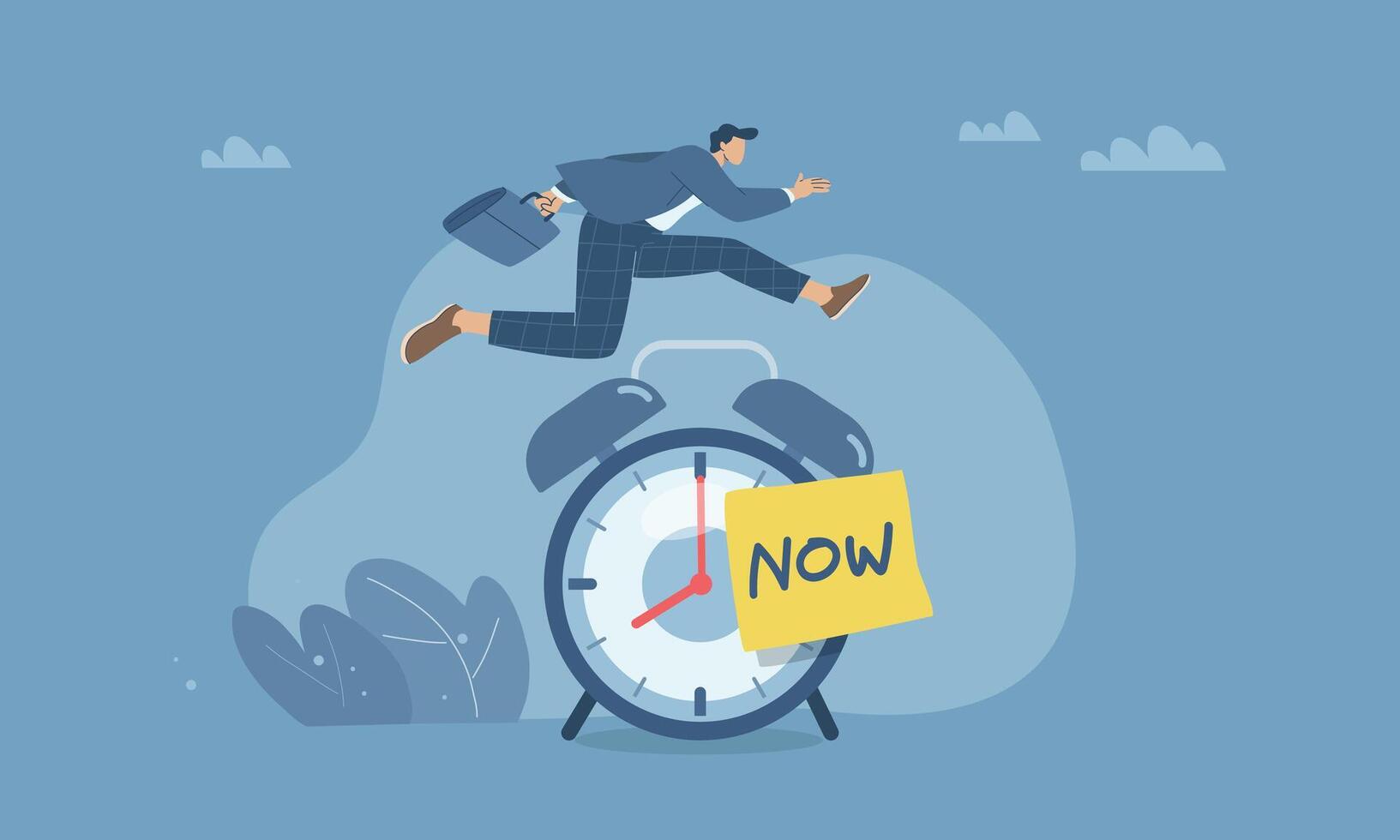 Businessman jumping over clock vector