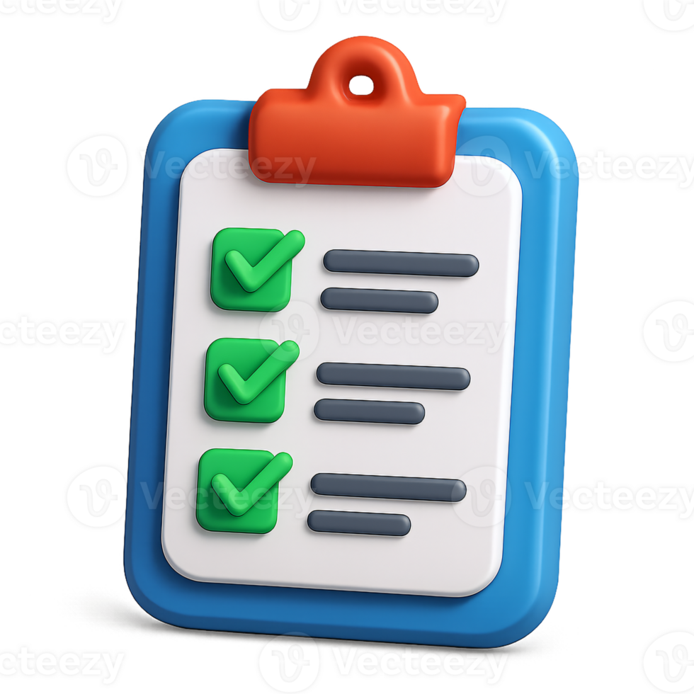 3D Checklist Icon Task Management Project Planning isolated on transparent background png