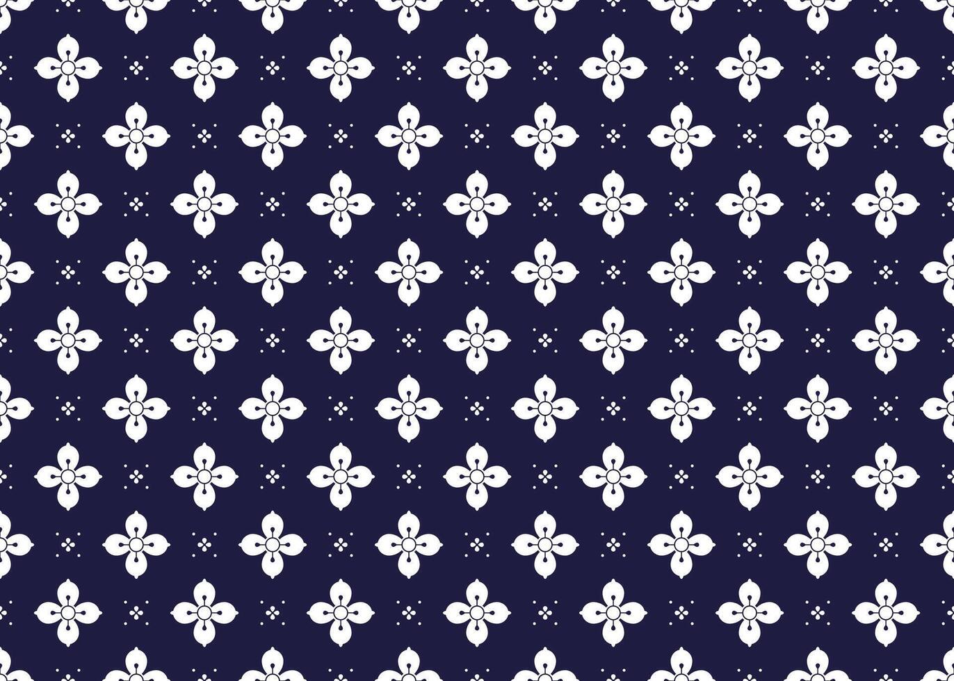 Luxury Seamless white floral blooming on dark blue background, ethnic fabric pattern, Portuguese style, design for cloth, carpet, batik, wallpaper, wrapping etc. vector
