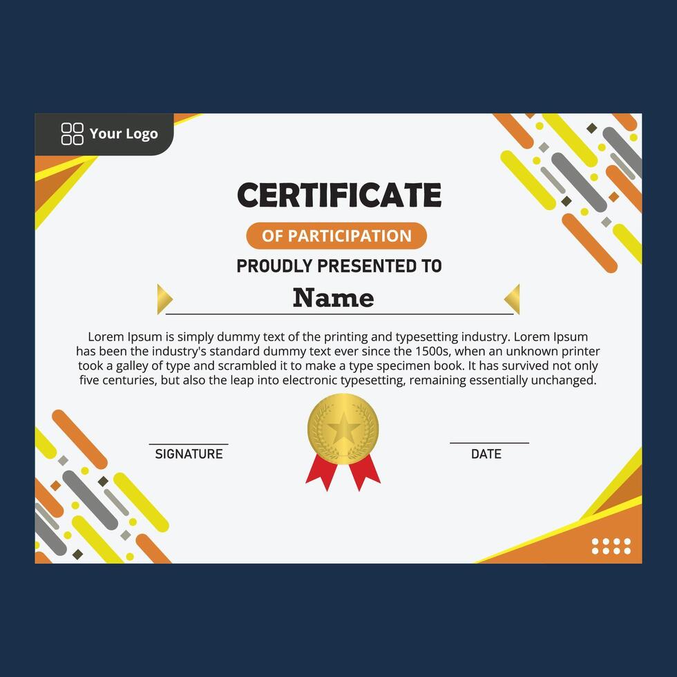 Certificate of participation template design vector