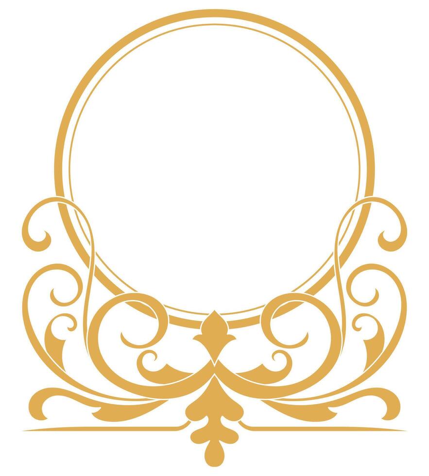 Circle border, vintage gold frame, vip brand vector