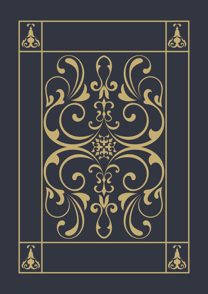 Vintage book cover with decorative leather and old retro frame. Royal Golden style design. Vintage border to print on book cover. illustration. vector