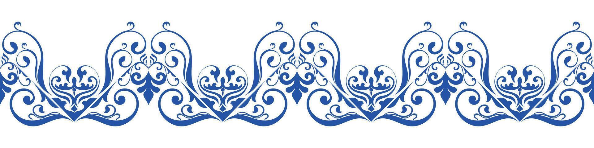 Blue seamless border, border for fabric pattern, carpet pattern vector