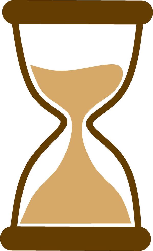 Hourglass icon in brown color for sand and frame, Minimalist time symbol design vector